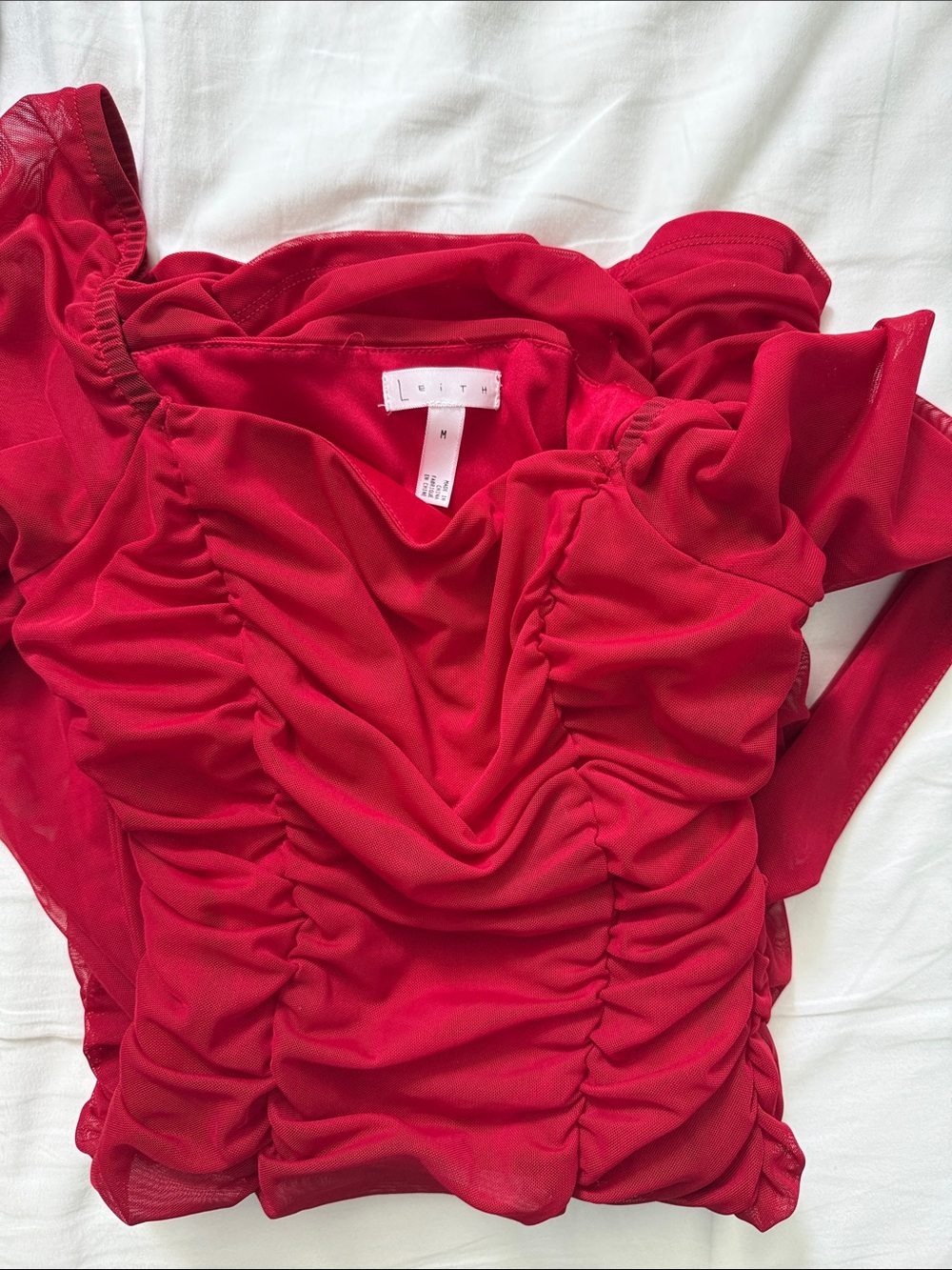 Leith Red Ruched Mini Dress